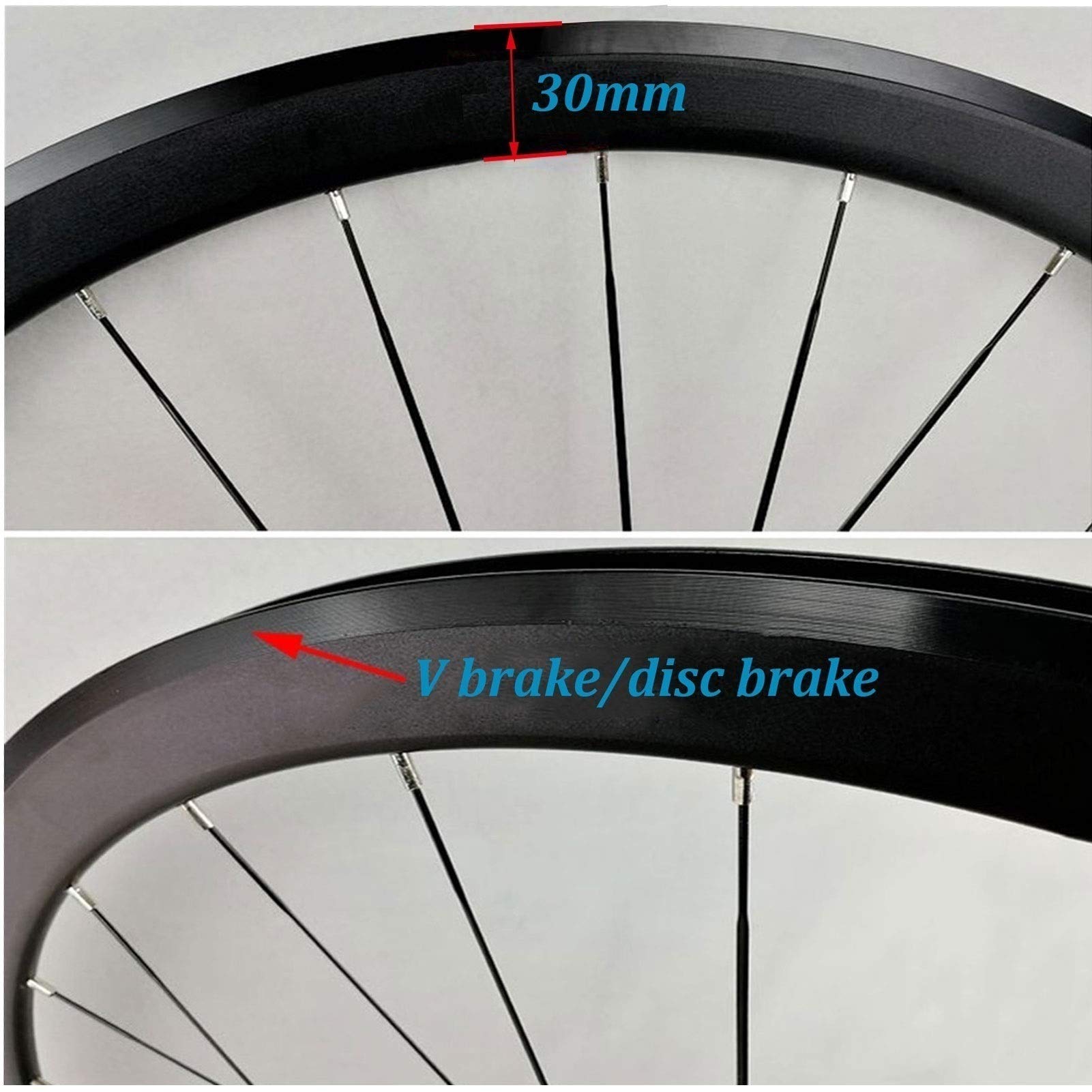 700C Bicicleta De Carretera Ruedas Ciclismo, Aleación Aluminio V-Brake MTB 29 Pulgadas Hub Liberación Rápida 11 Velocidad (Color : Azul, Size : 29 Inch)