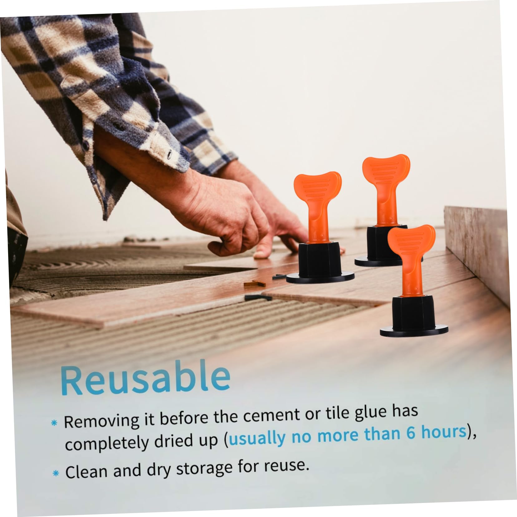 NUOBESTY Système de Nivellement de Carrelage Réutilisable Plastique, Cales D'espacement 100 Pièces Aiguilles Interchangeables, Outils de Bricolage pour Pose Murale et Sol, Kit 2 Packs