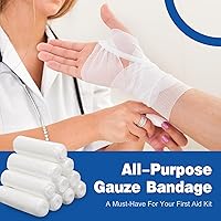 Vista 5 de AZEN Paquete de 100 Rollos de Vendas de Gasa, 3 pulgadas x 4.1 yardas, Suministros de Primeros Auxilios y Suministros Médicos Premium, Vendaje