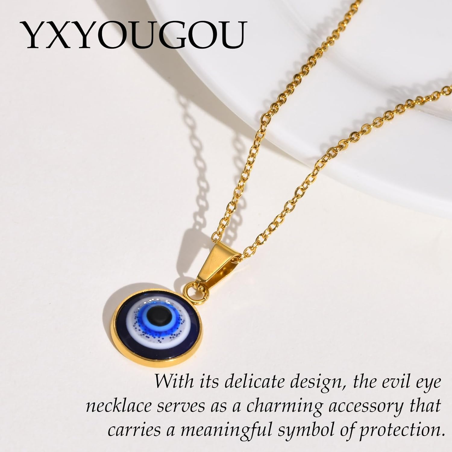 Evil Eye Necklace for Women Dainty 18K Gold Plated Gold Evil Eye Pendant Necklace Protection Necklaces Lucky Jewelry Gift for Women - Image 5