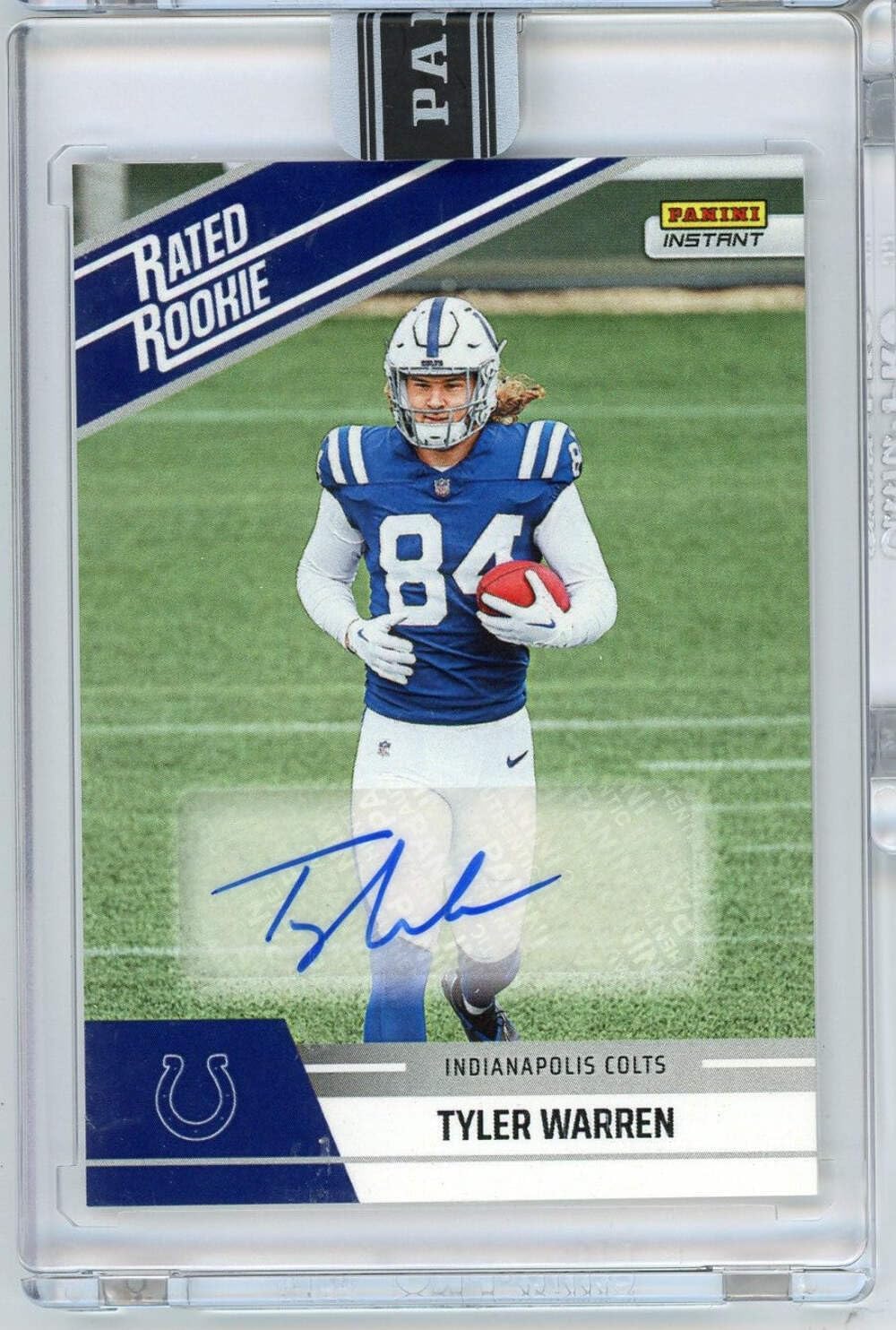 2025 Panini Instant NFL Tyler Warren #31 Rated Retro Rookie Auto /99 Indianapolis Colts Rookie RC Football Card