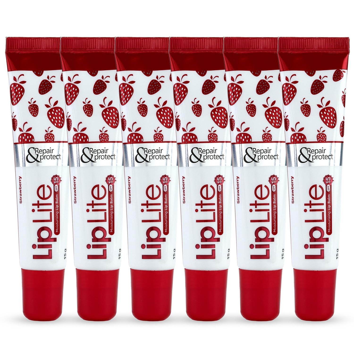 Liplite Moisturizing Lip Balm With Spf 15-15G (Pack Of 6) | Enriched With Almond,Jojoba Oil & Vitamin E | Helps To Smooth, Hydrates & Lightens Lips, White