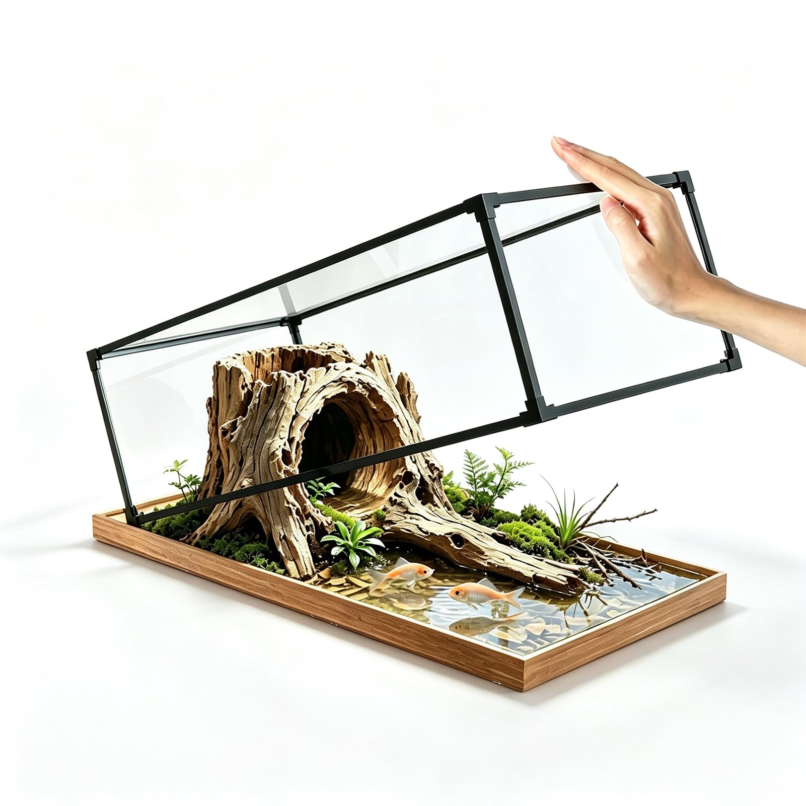 Urna Metacrilato Vitrina Acrílica con Marco de Aleación de Aluminio, Vitrina Transparente para Plantas de 15, 25, 35, 40, 50 y 60 cm, Organizador Apilable