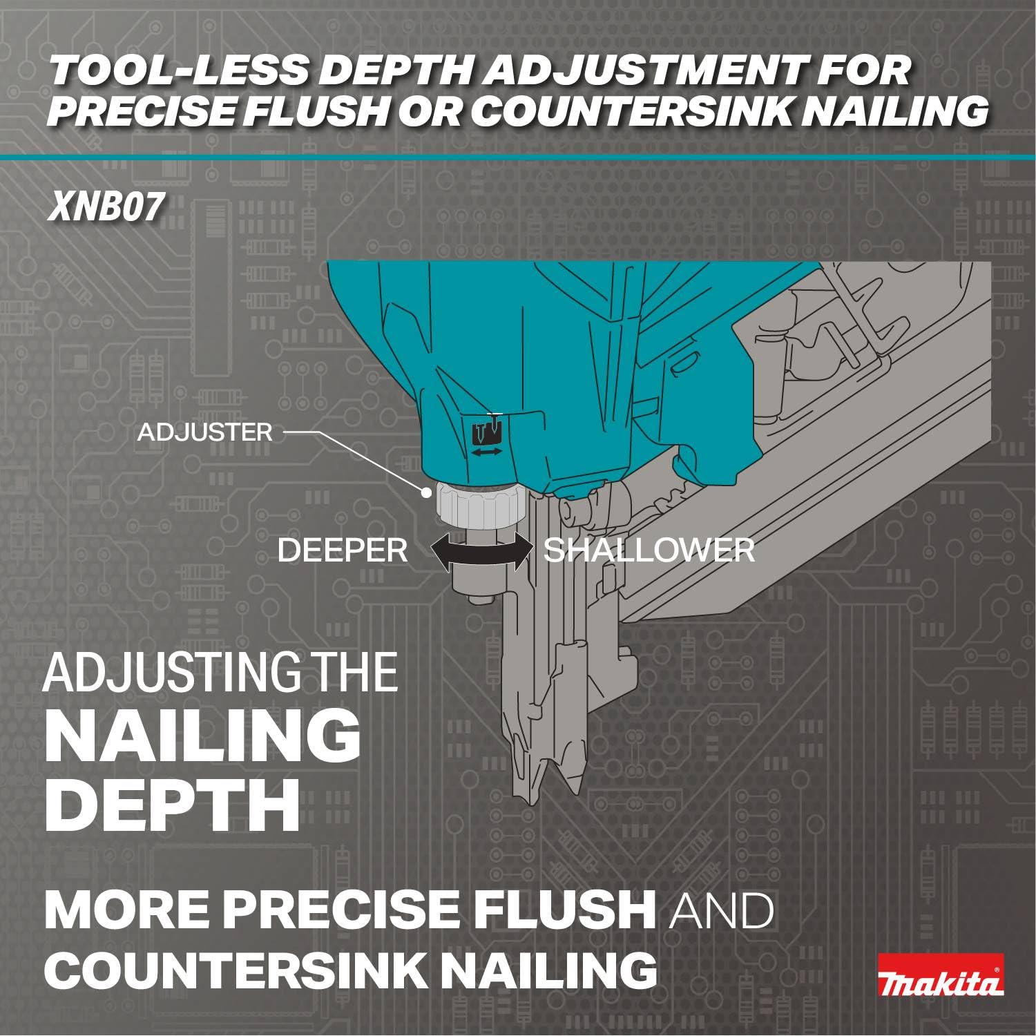 Makita XNB07Z 18 V LXT Lithium-Ion 30º Tête clipsée sans fil 8,9 cm Cloueuse d'encadrement Outil uniquement