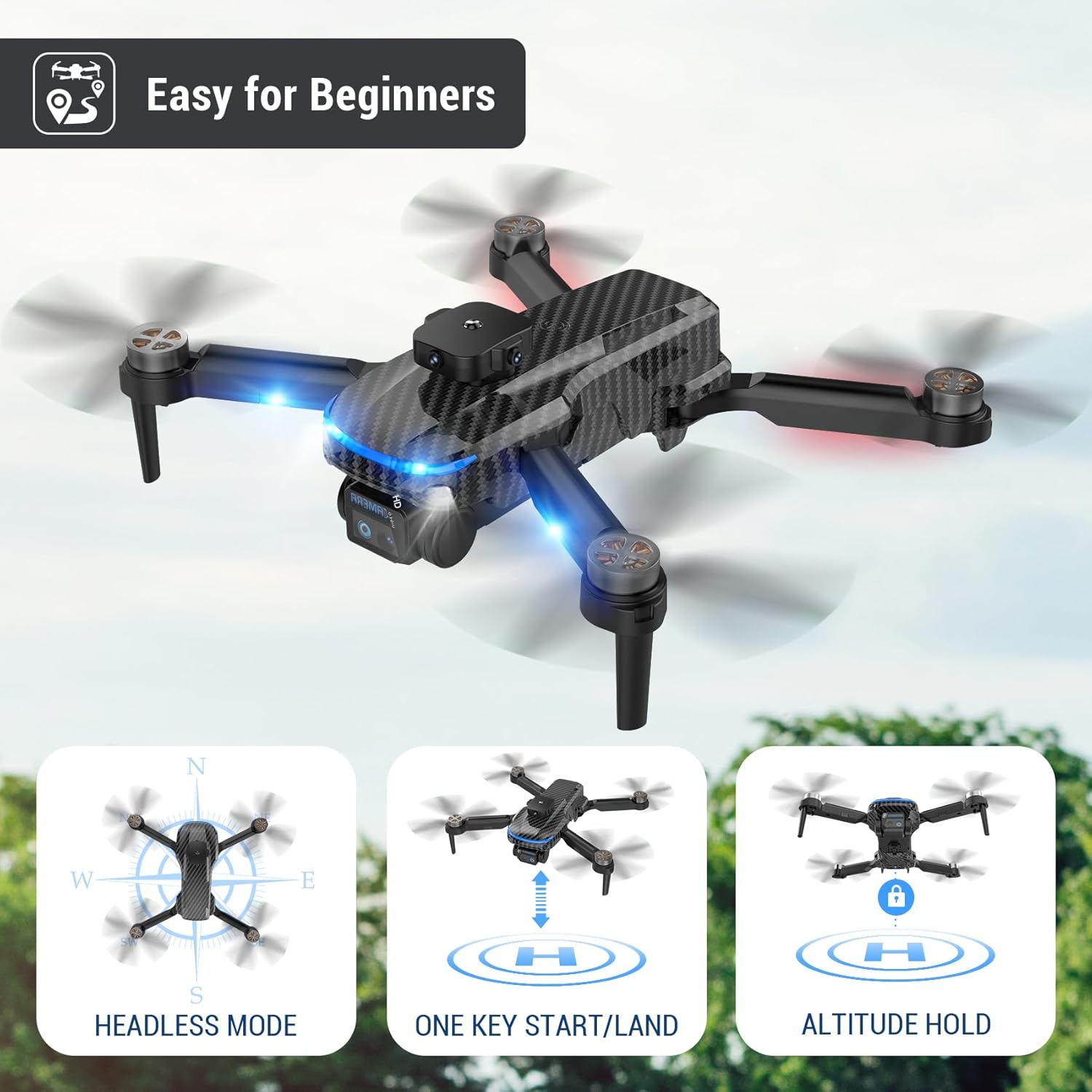 ROTAZA S118 Mini Drone demonstrating Smart Gesture Control for taking photos and videos.