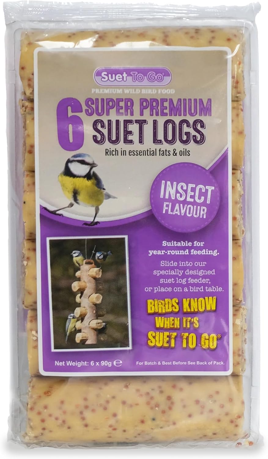 Unipet Pack Of Six Insect Suet Logs