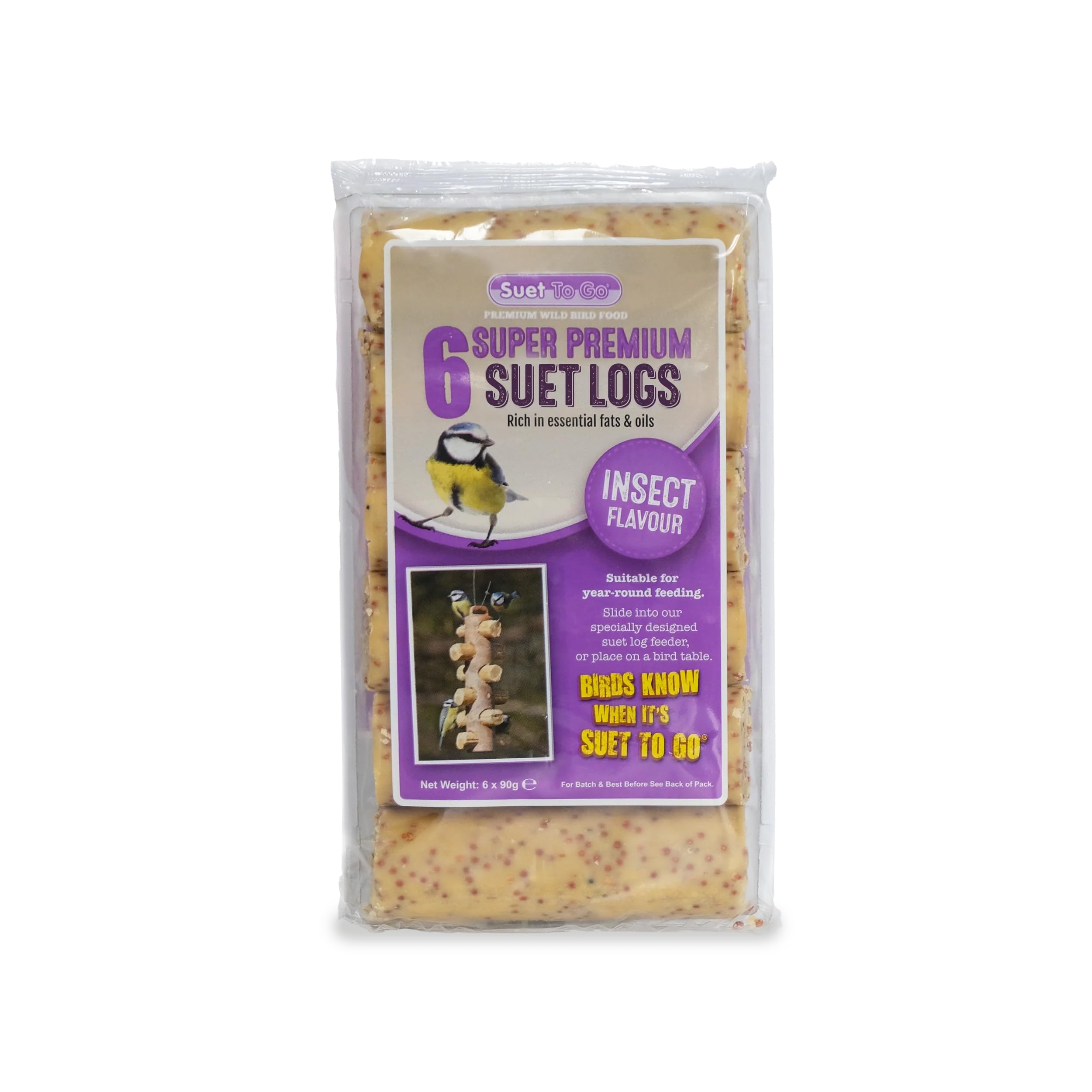 Suet To Go Mealworm and Insect Logs (Pack of 6)