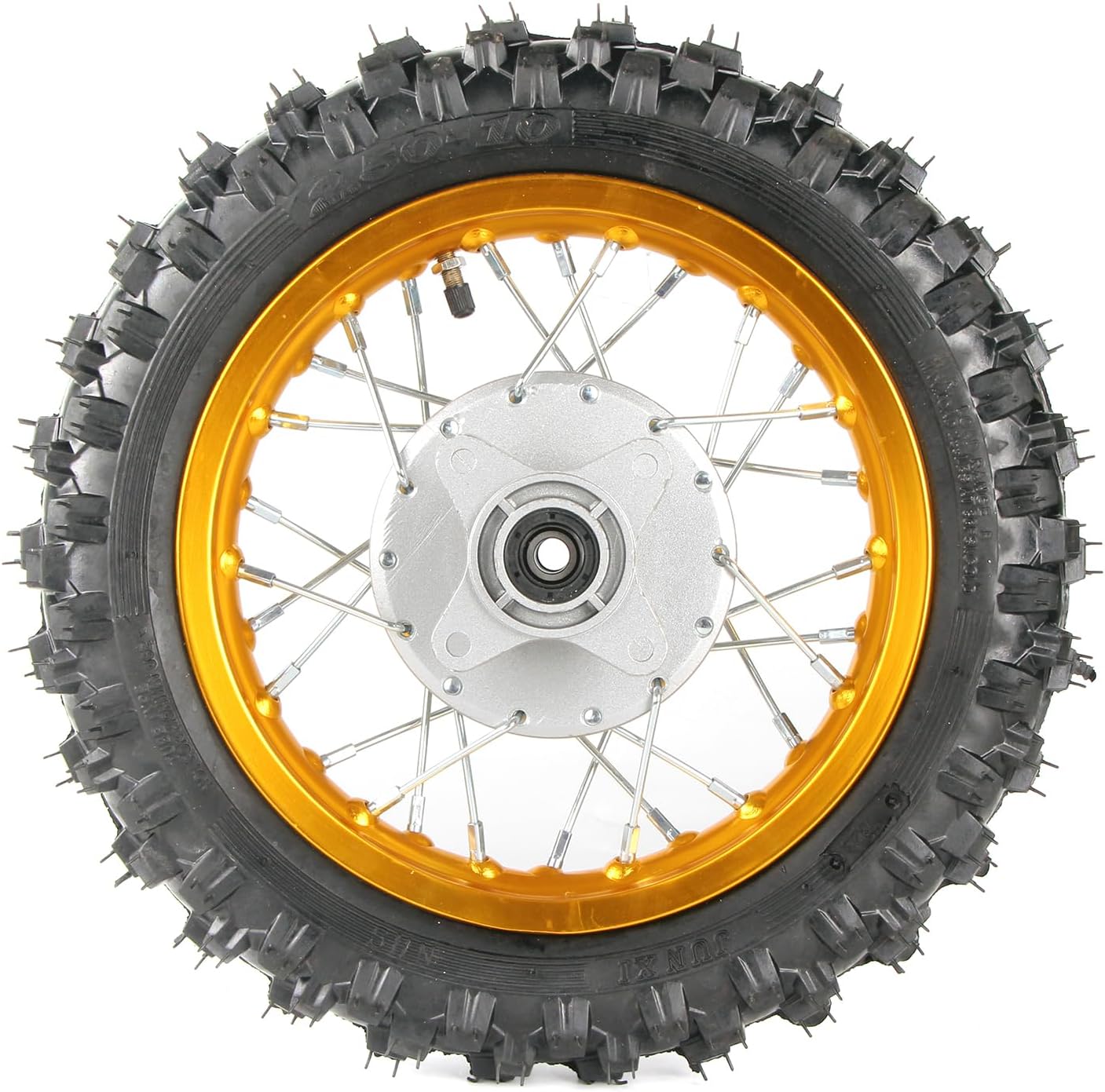 CRF50 Wheels, 2.50-10 Tyres and Tube for CRF50 XR50 SSR 50cc 110cc 125cc Dirt Pit Bike 1.40-10 Alloy Aluminum Rim, 10" Drum Brake Shoe(Gold)