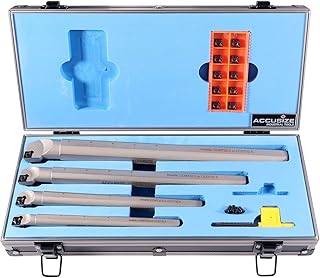 Accusize Industrial Tools Sclcr 4 Pc Indexable Boring Bar Set with 14 Carbide Cvd Coating Ccmt32.51 Inserts, 1/2, 5/8, 3/4, 1'', P252-S416