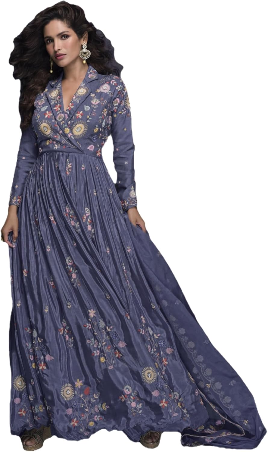 Indian Pakistani Ready to wear Gown with embroidery work eid wedding party for women (2925)