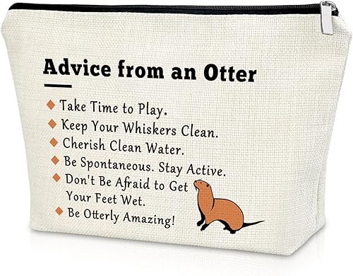 Miniatura 8 de Regalo para amantes de la nutria, regalos de nutria marina para mujeres, bolsa de maquillaje, Quién ama a las nutrias
