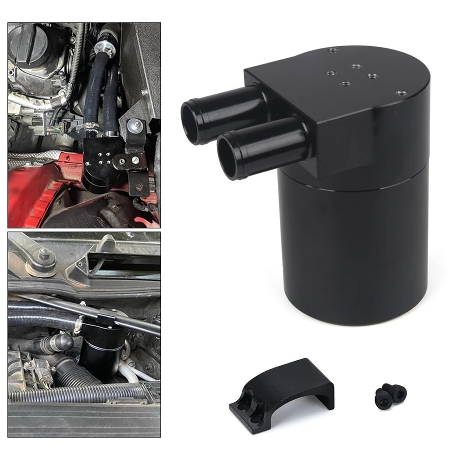 Zbiornik ze stopu aluminium, zbiornik na olej, pasuje do BMW N54 335 E90 E91 Touring E92 Coupe E60 E93, czarny/srebrny Zestaw zbiornika rozprężnego(Silver)