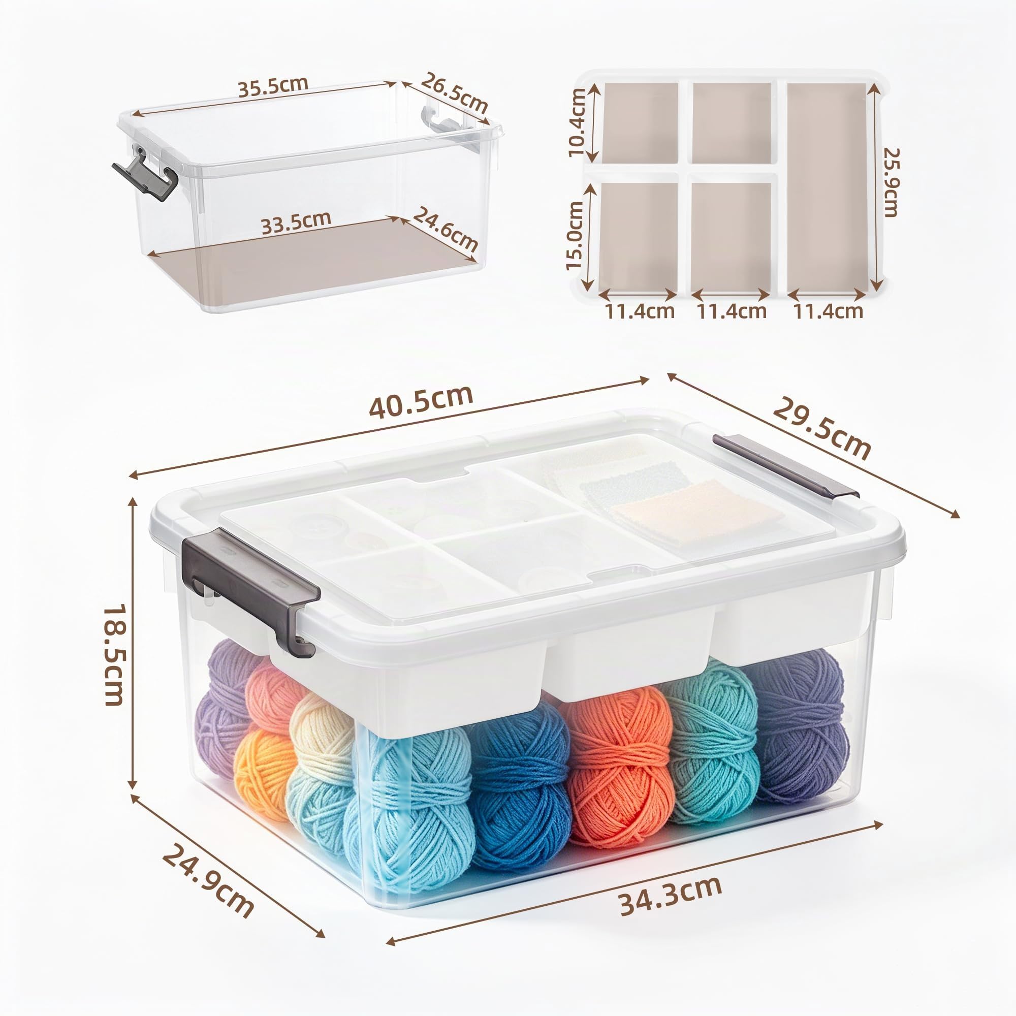 2PCS 16L Aufbewahrungsboxen für Bausteinen mit Deckel, Multifunktionale Kisten mit Abnehmbarem Tablett, Stabile Plastikbox, Bastelaufbewahrungs box für Organisation von Werkzeug, Handwerk, Wollgarn