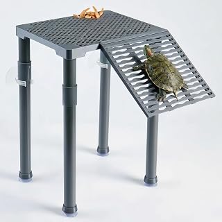 SolidForm Turtle Basking Platform with Ramp, Built-in Food Tray, Zero Zip-Tied, Non-Slip Ramp, 2 Adjustable Height Turtles Dock, for 25–75 Gallon Aquariums(11-in Width) Turtle Tank Accessories