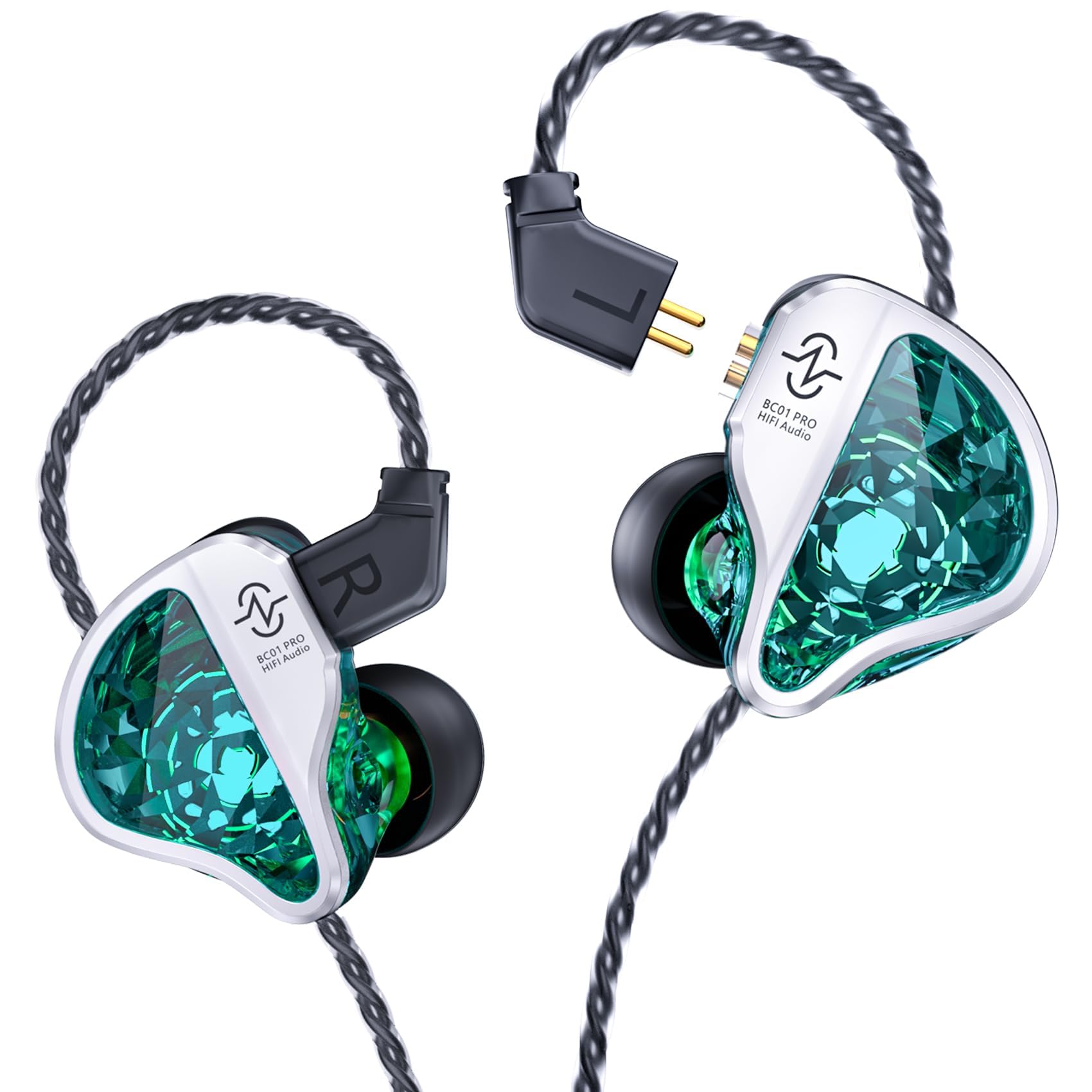 Yinyoo CCZ Harmony BC01 Pro - Auriculares con cable, controlador híbrido 1DD 1BA, IEM, sonido estéreo de equilibrio de tres frecuencias, aislamiento de ruido, ligero