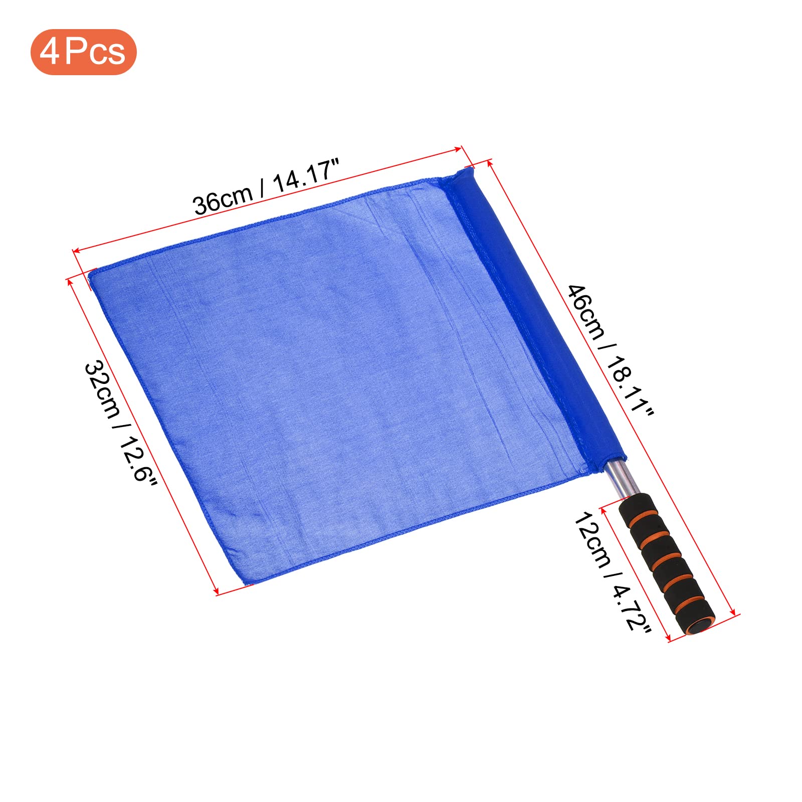 PATIKIL Referee Flag, 4 Pack Stainless Steel Pole Sponge Handle for Football Soccer Track and Field Sports Linesman Command Hand Signal, Blue