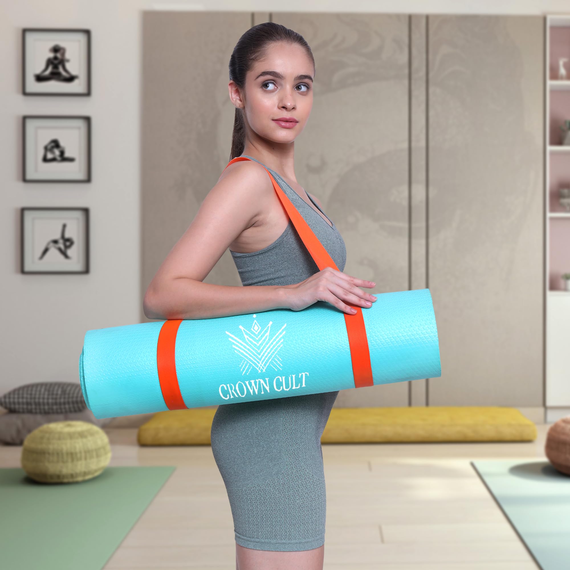 Crown Cult Yoga Mat, 7MM Extra Thick, TPE Material, Anti-Slip, for Workout, Yoga, Fitness, Exercise Mat with Carrying Strap,(TEAL GREEN) (B0DBQ13T7S) Amazon Price History, Amazon Price Tracker
