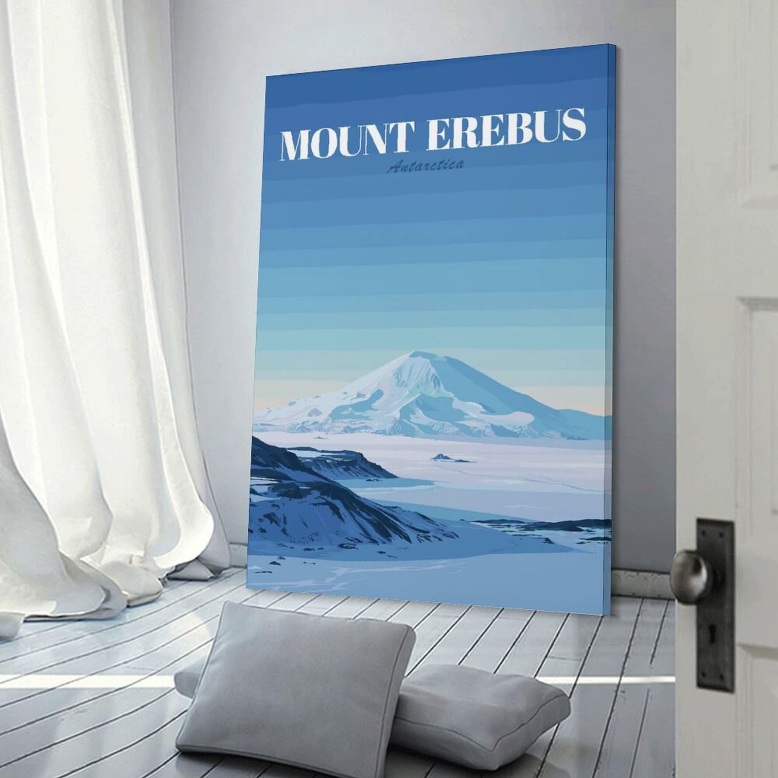 Junmoney Mount Erebus Antarctica Wall Decor Canvas Print, 20x30inch(50x75cm), for Hallway, Lounge Or Guest Room, Decorative Present for New Homes