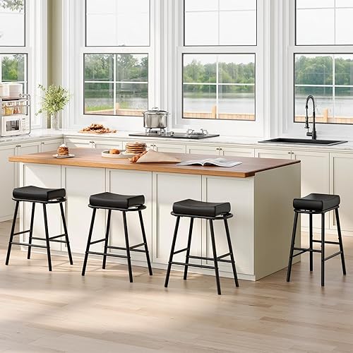 Miniatura 5 de HOOBRO Taburetes de bar, juego de 2 sillas de bar, taburetes de bar de altura de mostrador, taburetes de cocina con reposabrazos, taburetes de bar