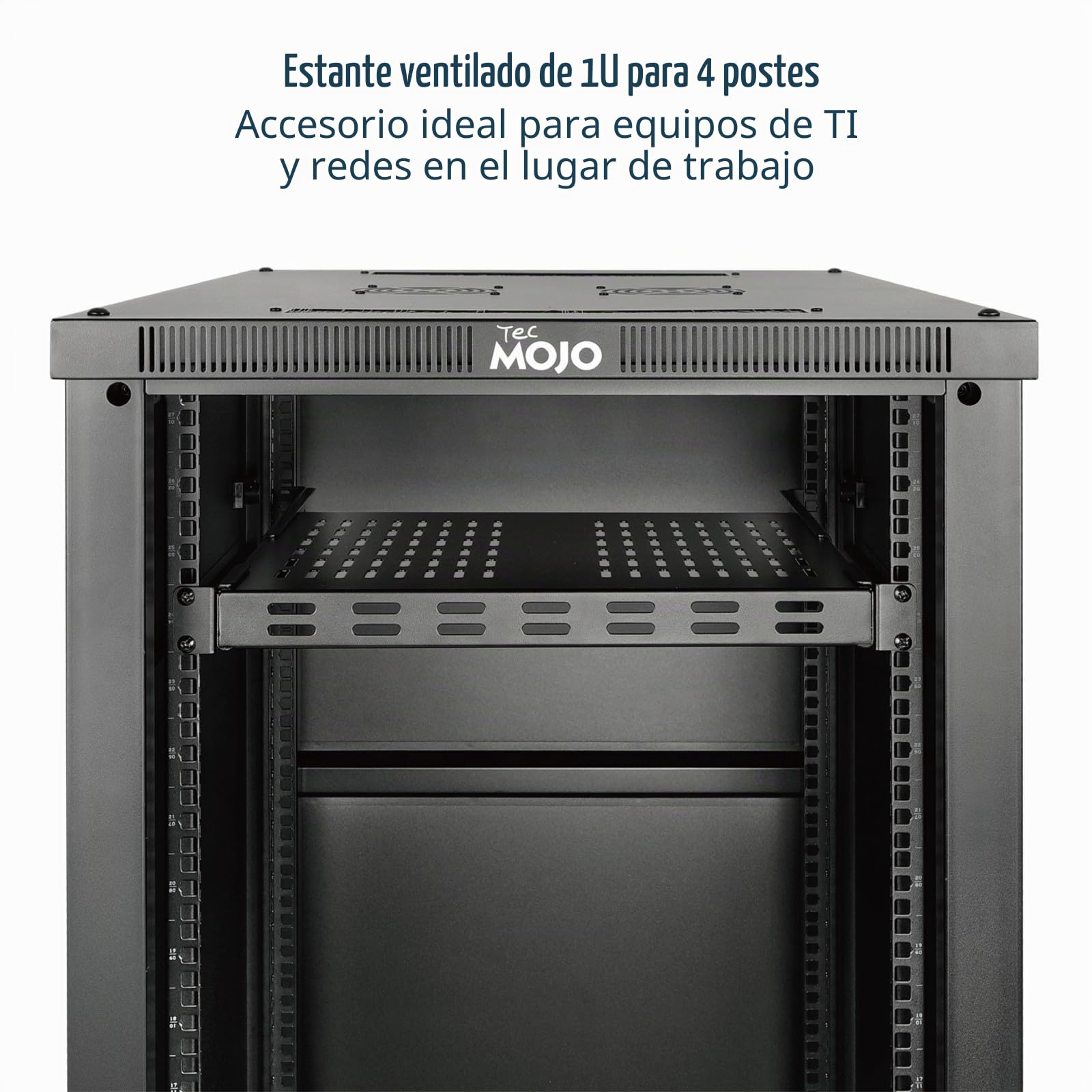 Tecmojo Estante de montaje en rack de servidor ventilado ajustable 1U de 13.5 pulgadas a 31.8 pulgadas de profundidad, soporta hasta 242 libras, bandeja universal para equipos AV/red de 19 pulgadas