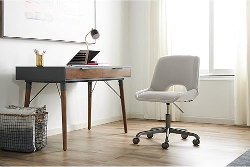 Miniatura 6 de Elle Décor Dani - Escritorio de 47 pulgadas de ancho, pino rústico del viejo mundo/gris oscuro