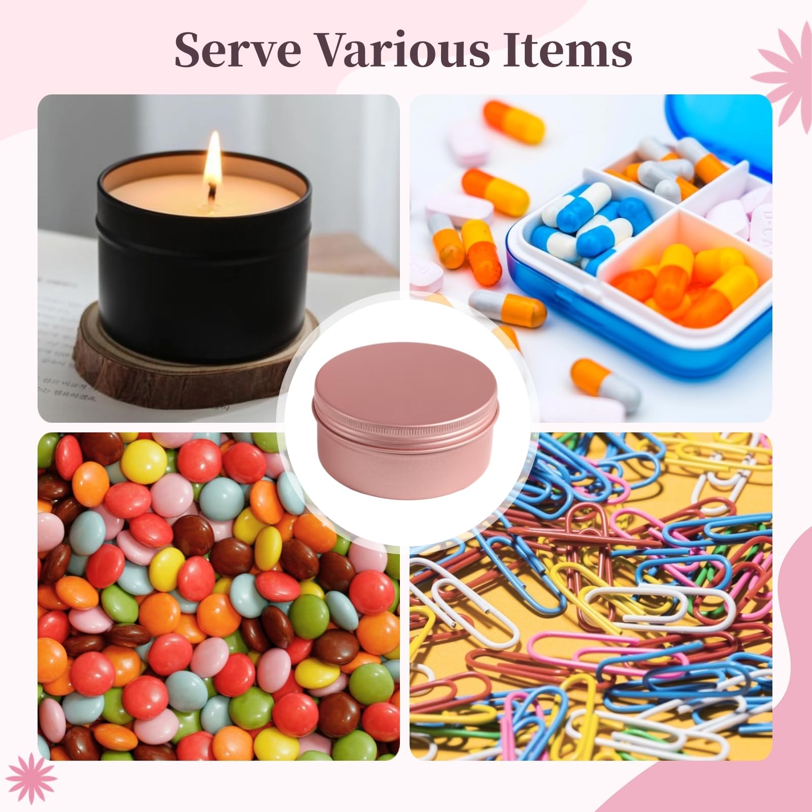 Generisch 18 latas de aluminio para velas, tapas de rosca de 18 onzas, latas redondas vacías, recipientes de almacenamiento de viaje con tapas, latas de metal con tapón de rosca para cosméticos
