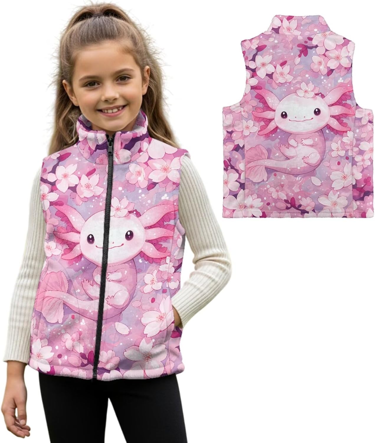 Boys Girls Fleece Vest Kids Zipper Jacket Sleevless Fall Winter Warm Outerwear with Pockets 2-12 Years - Image 7