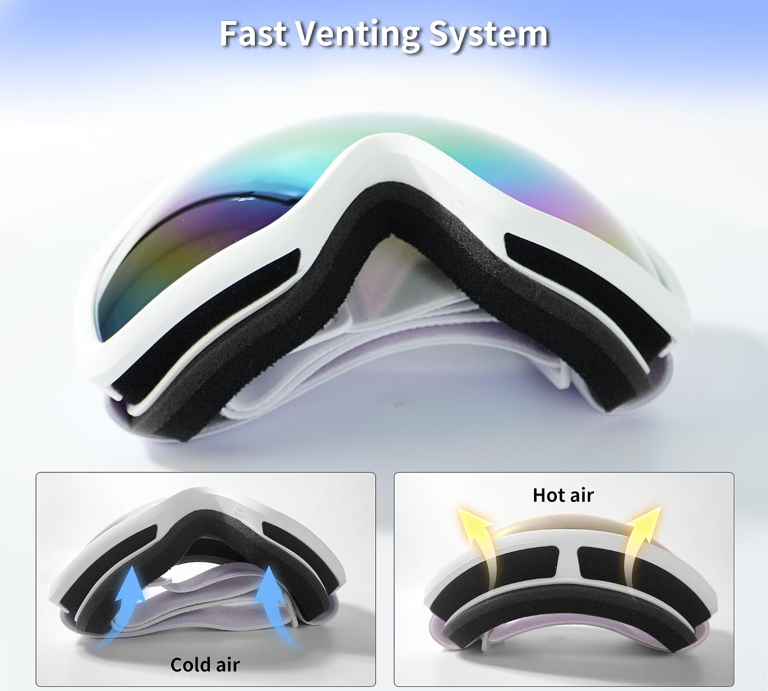 Ski Goggles Snowboard Goggles for Men Women Adults Youth,Over Glasses OTG/100% UV Protection/Anti-fog/Wide Vision