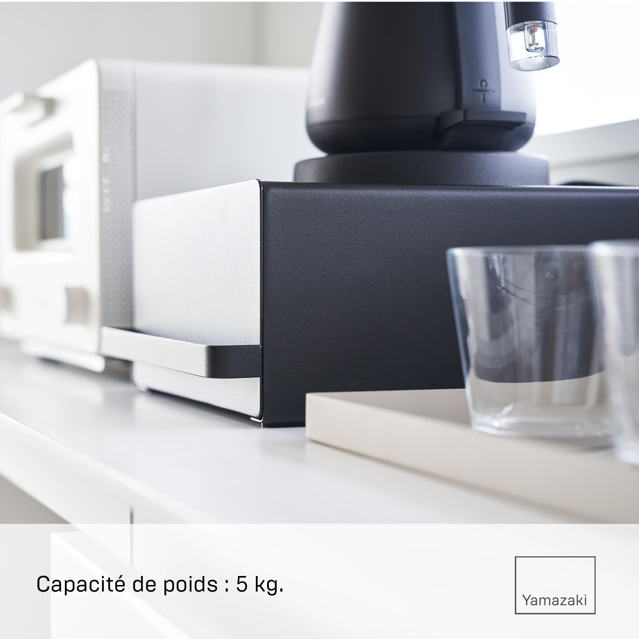 YAMAZAKI Tower Tiroir Coulissant pour comptoir, en Acier - Organiseur, Plateau, Cuisine, Plan de Travail - 27,5 x 22,2 x 11,5 cm, Design Japonais, Noir