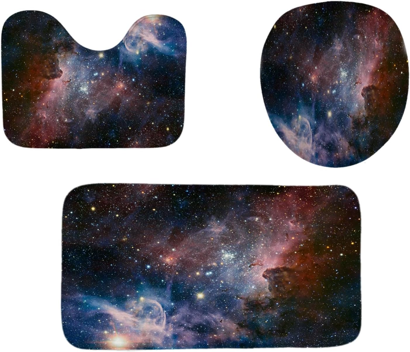 4Pcs Universe Nebula Stars Outer Space Celestial Galaxy Planet Science Station Shower Curtain Sets,Space Shower Curtain Sets,Bathroom Decor with 12 Hooks,72" Wx72 L(Color 5,4PCS)