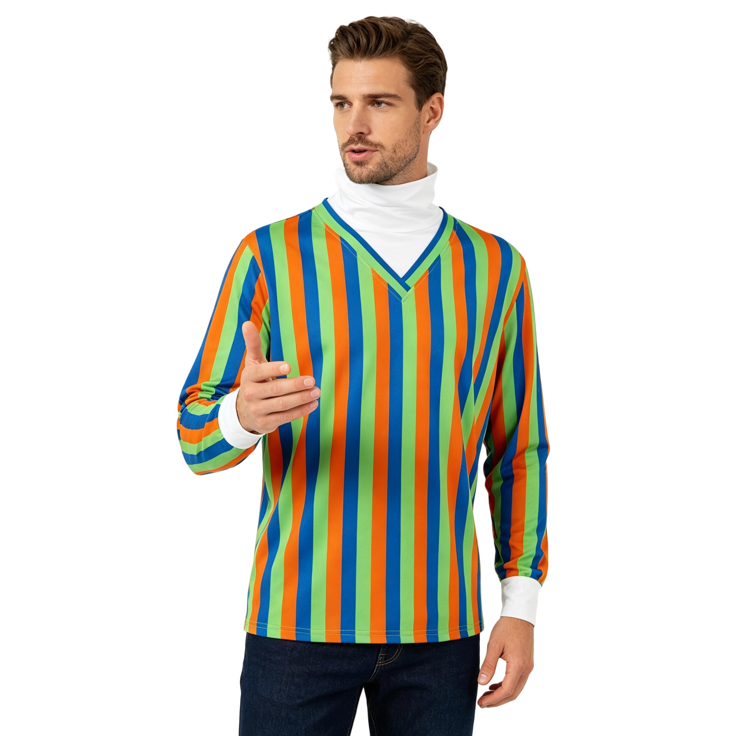 Voslett Adult Bert and Ernie Costume Long Sleeve Striped T-Shirt Men Women Shirts Halloween Themed Party Outfit S