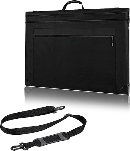 Bolsa de mano ligera para cartera, carpeta para obras de arte, bolsa de suministros de nailon, organizador de arte negro, 24 x 36, correa ajustable