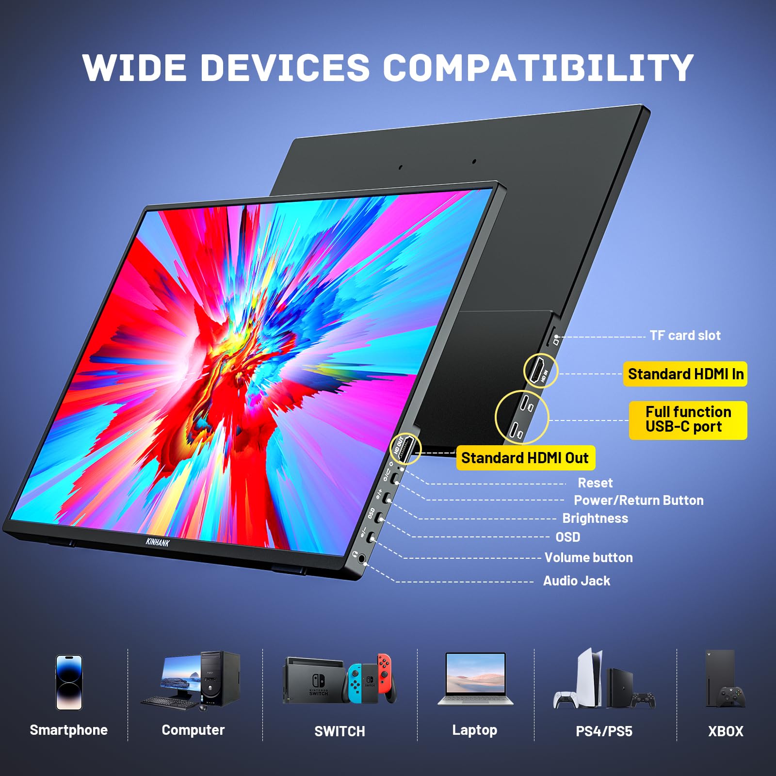 Amazon.co.jp: Kinhank 2.5K 144Hz ポータブルモニター 16インチ