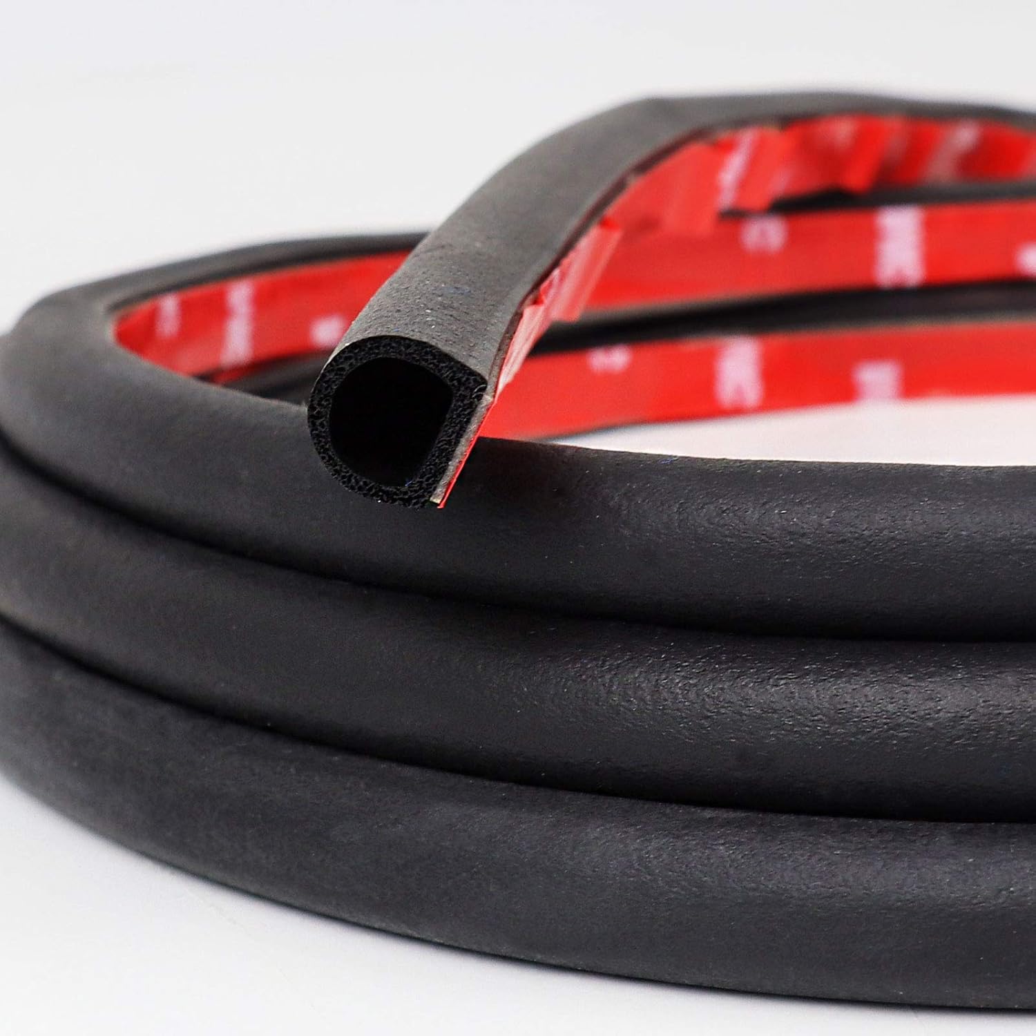 D Shape Weather Stripping-Flexible PVC with Sensitive Adhesive System-Car Engine Cover,Trunk Cover Guard Trim and Car Door-Seal,Soundproof,Waterproof and Reduces Friction-Black
