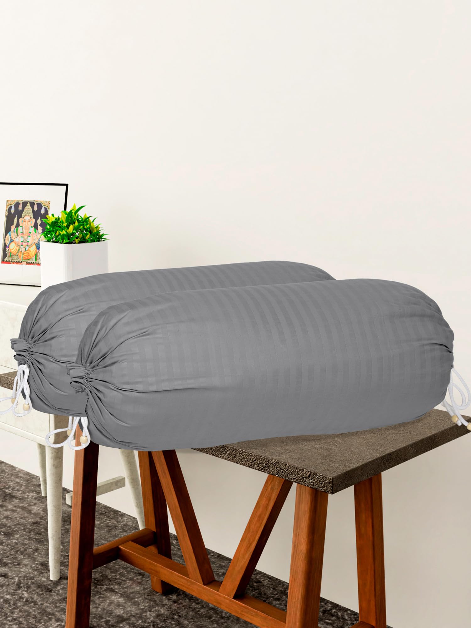 Kuber Industries Bolster Covers | Soft Cotton Bolster Cover Set | Diwan Round Bolster | Striped Pattern Masand Cover | 16x32 Inch | Pack of 2 | Gray (B0CW2SNKYC) Amazon Price History, Amazon Price Tracker