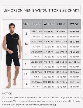 Lemorecn Wetsuit Top Men Women, 3mm Sleeveless Neoprene Wet Suit Jacket