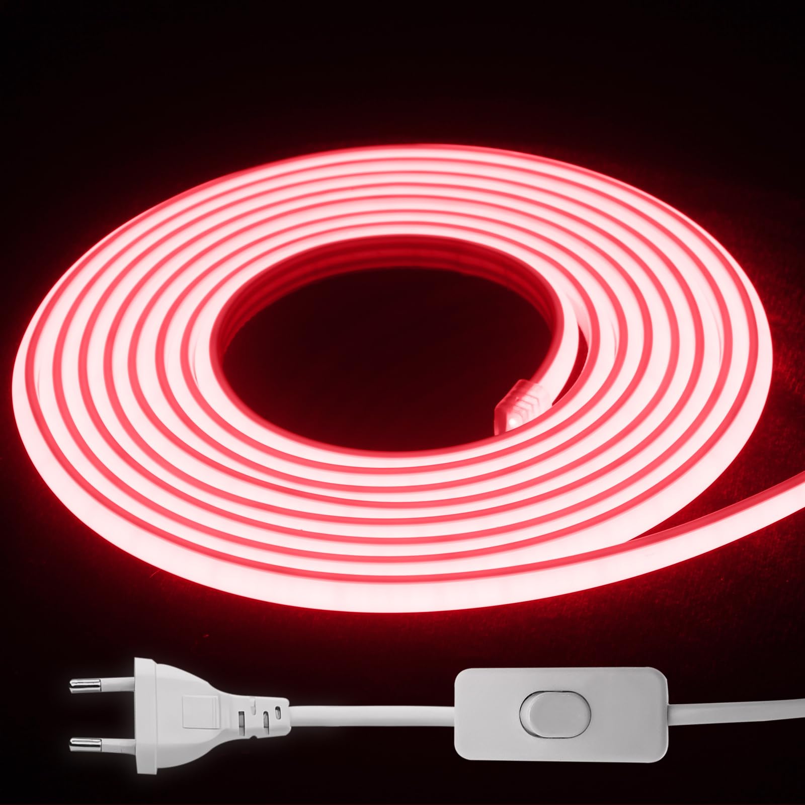 Ruban LED 220V IP65 Étanche, Bande Lumineuse Extérieur (Rouge, 10M)