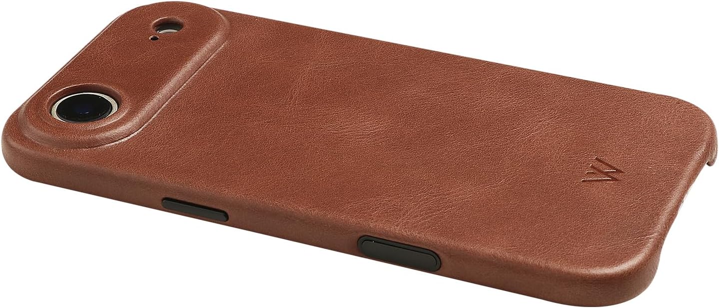 Wilken Leather Wrapped Case Compatible with iPhone 17 Air | Compatible with MagSafe and Wireless Charging | Top Grain Leather | Custom Metal Button Controls (17 Air, Brown) - Image 6
