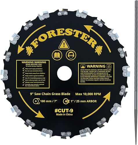 Forester Chainsaw Brush Cutter Blade + File Set - 9in x 20 Teeth | Fits Most Straight Shaft Trimmers | Conversion Kit Sold Separately