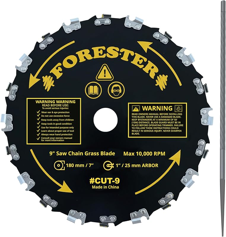 Chainsaw Brush Cutter Blade + File Set - 9in x 20 Teeth | Fits Most Straight Shaft Trimmers | Conversion Kit Sold Separately