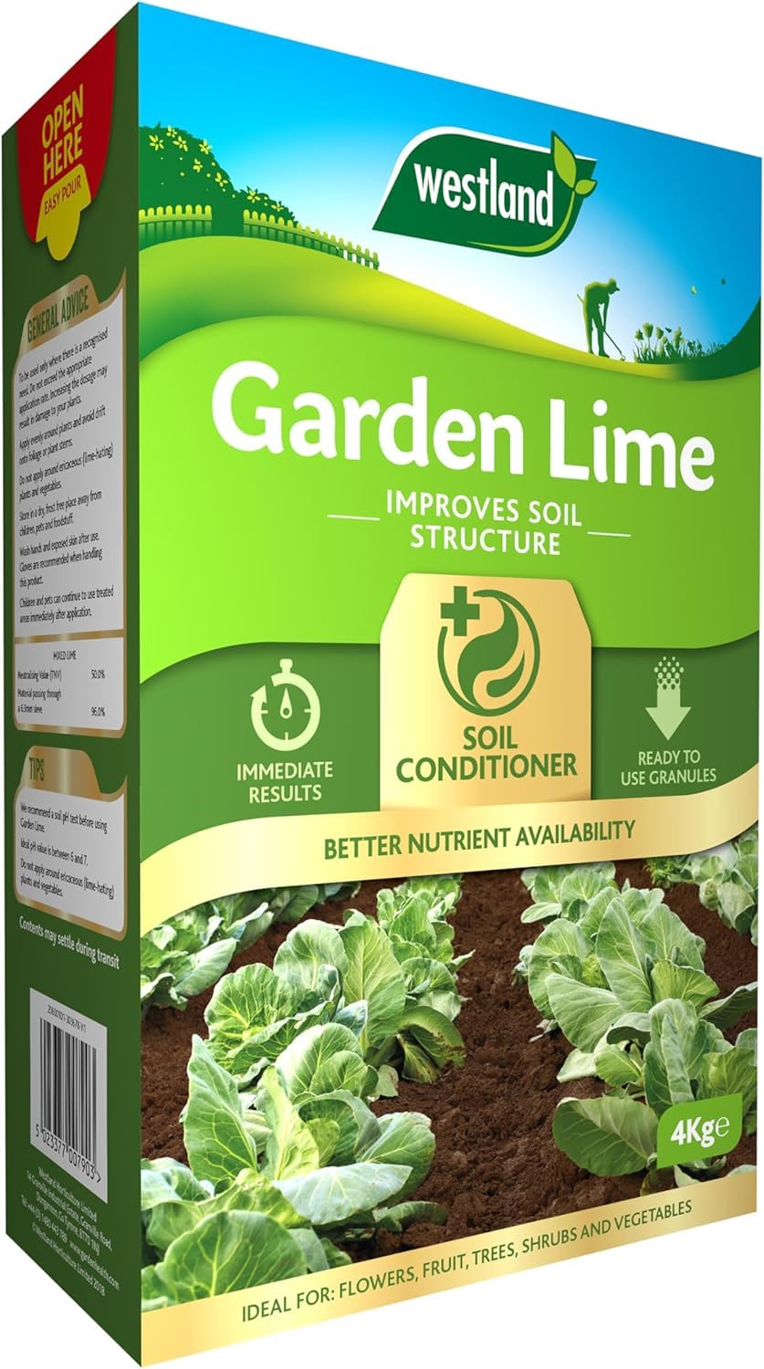 Westland Garden Lime 4kg | Soil Conditioner with Calcium & Magnesium | Reduces Soil Acidity | Improves Nutrient Uptake | For Lawns, Flowers, Fruit & Vegetables