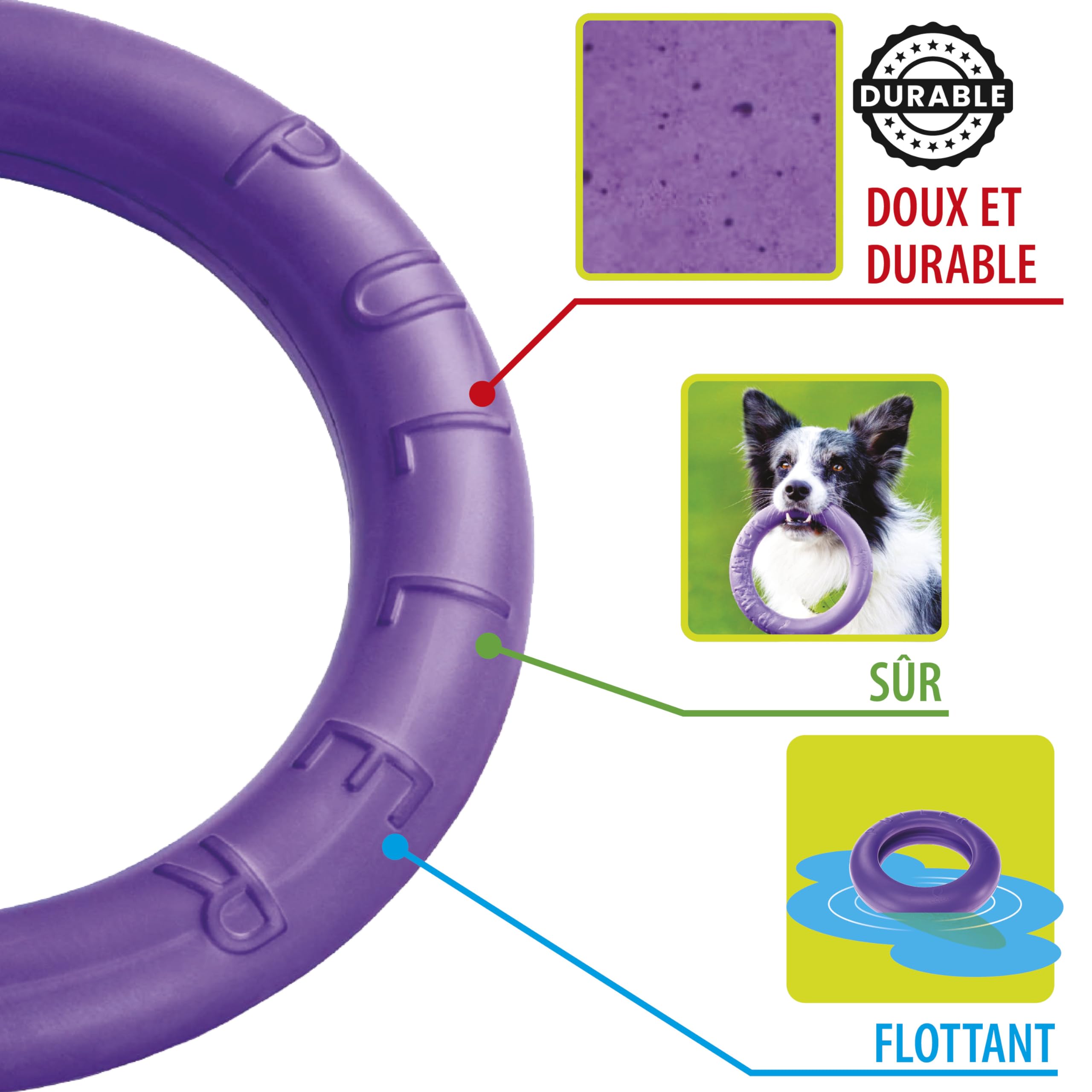 Ferplast Jouet Chien, Anneau Entrainement Chien à Mâcher, Course, Saut, Tir, Matériau Robuste Non Toxique, Flottant, PULLER MAXI, Jouets pour Chiens Grands, 1 Anneau de Fitness