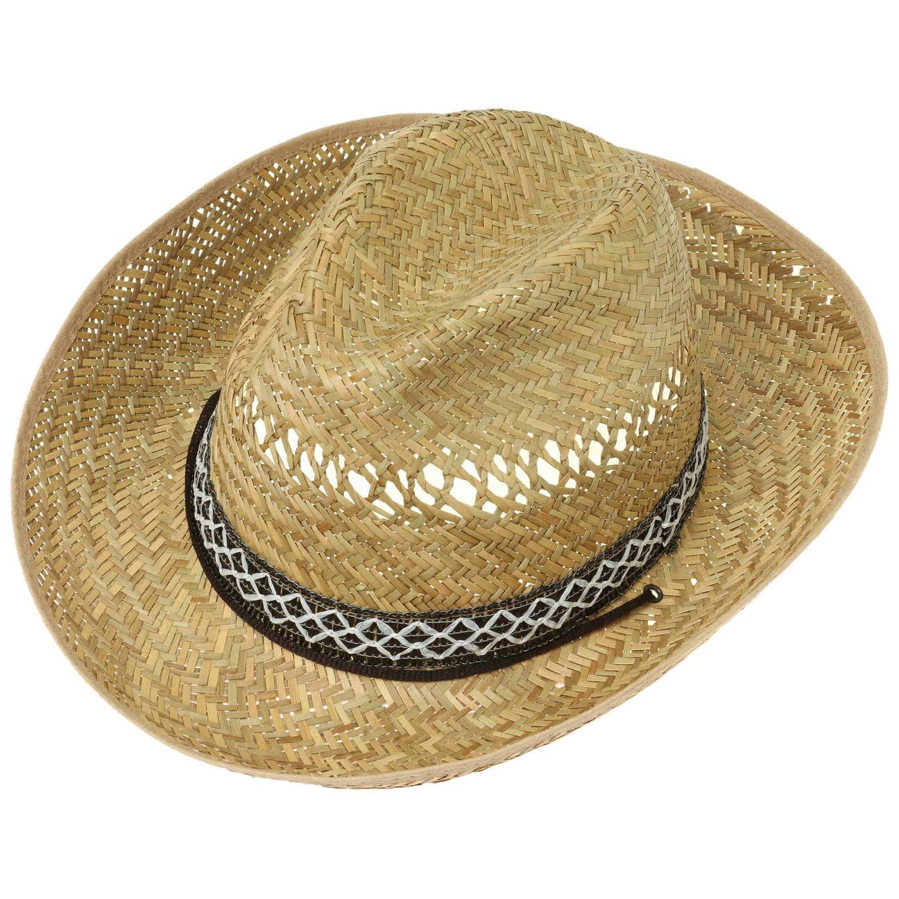 Lipodo Texas Chapeau de Cowboy Paille avec Bandeau Chine Made in Italy Unisexe Printemps-Ete