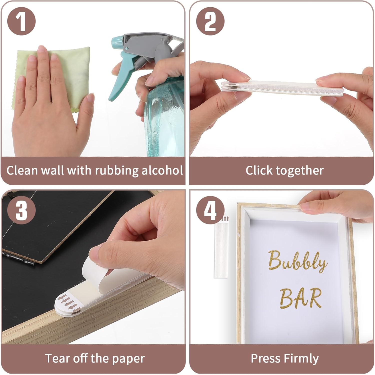 24 Pairs (48 Strips) Heavy Duty Picture Hanging Strips, Fabric Fastener Interlocking Tape No Nails Strips Hook and Loop Tape No Wall Damage for Pictures and Photos Frame Hanging