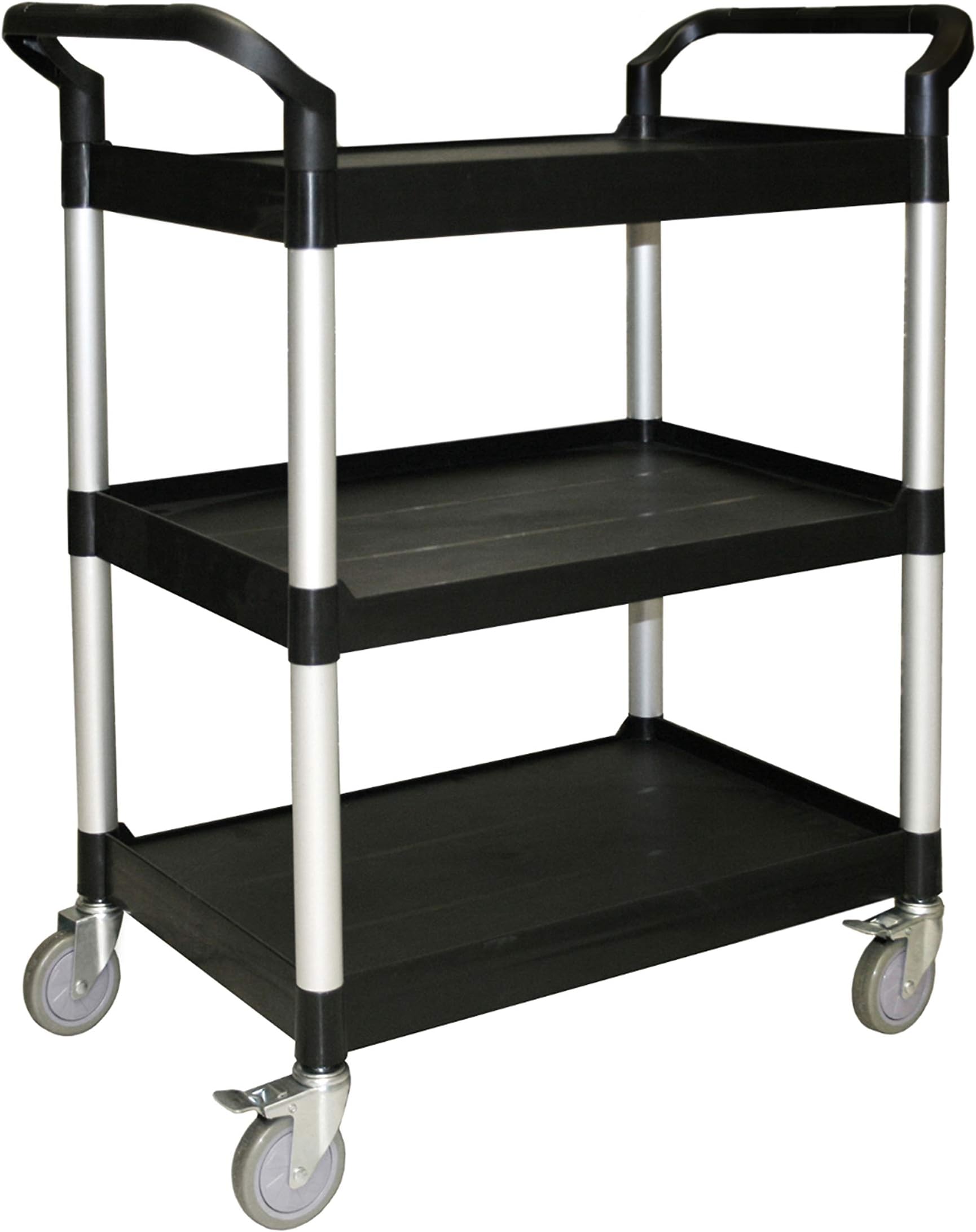 Thunder Group 851mm x 410mm x 940mm/33 1/2" x 16 1/8" x 37" 3-Tier Bus Cart, Black (KD)