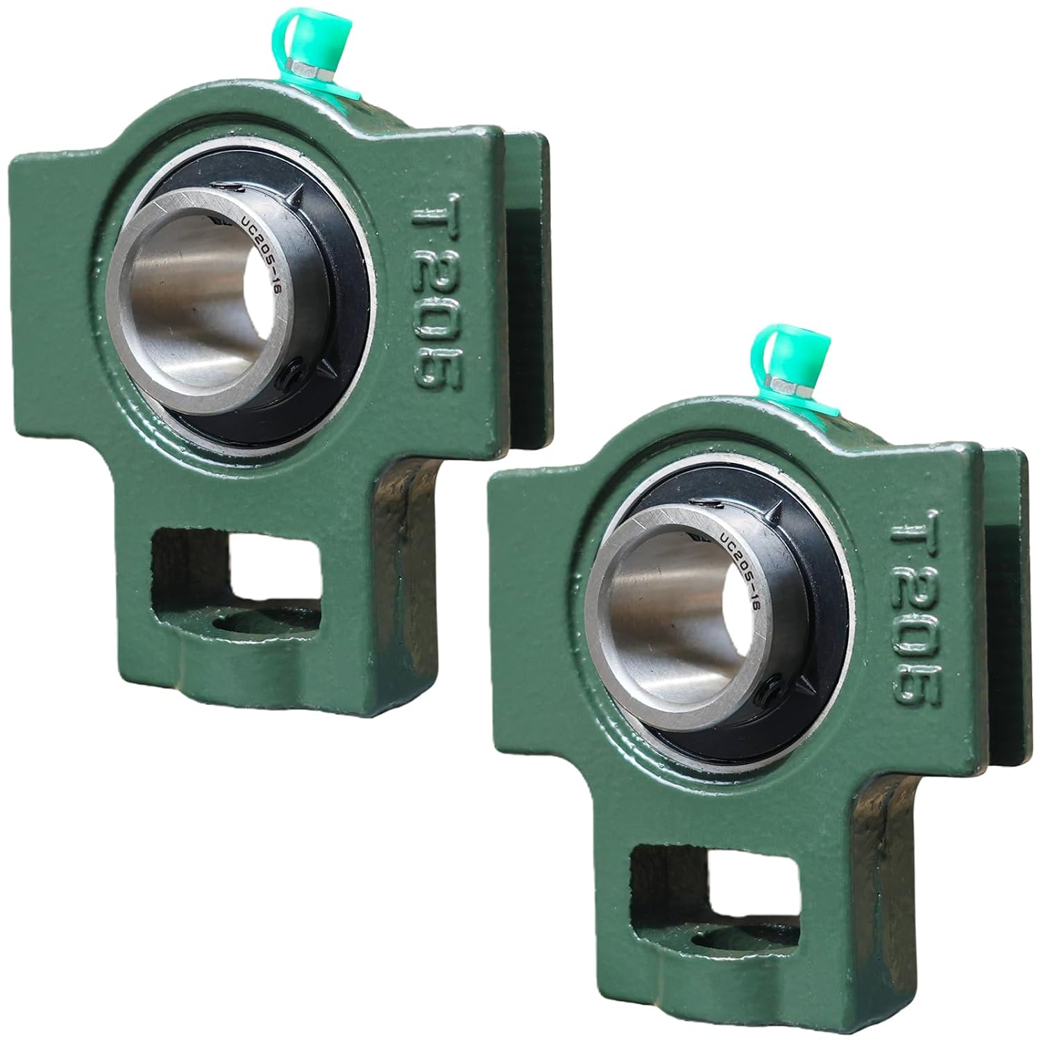 2 Pack UCT205-16 Bore 1" Take-Up Block Bearings Unit, Insert Bearing, Solid Cast Iron Base and Self Aligning Chrome Steel Mounted Ball Bearings (UCT205)