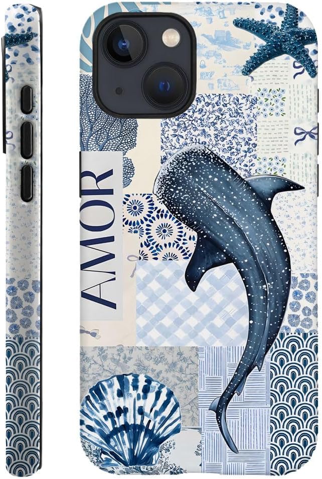 Compatible with iPhone 15,Durable & Shockproof Phone Case Cover Design - Blue Ocean Shark
