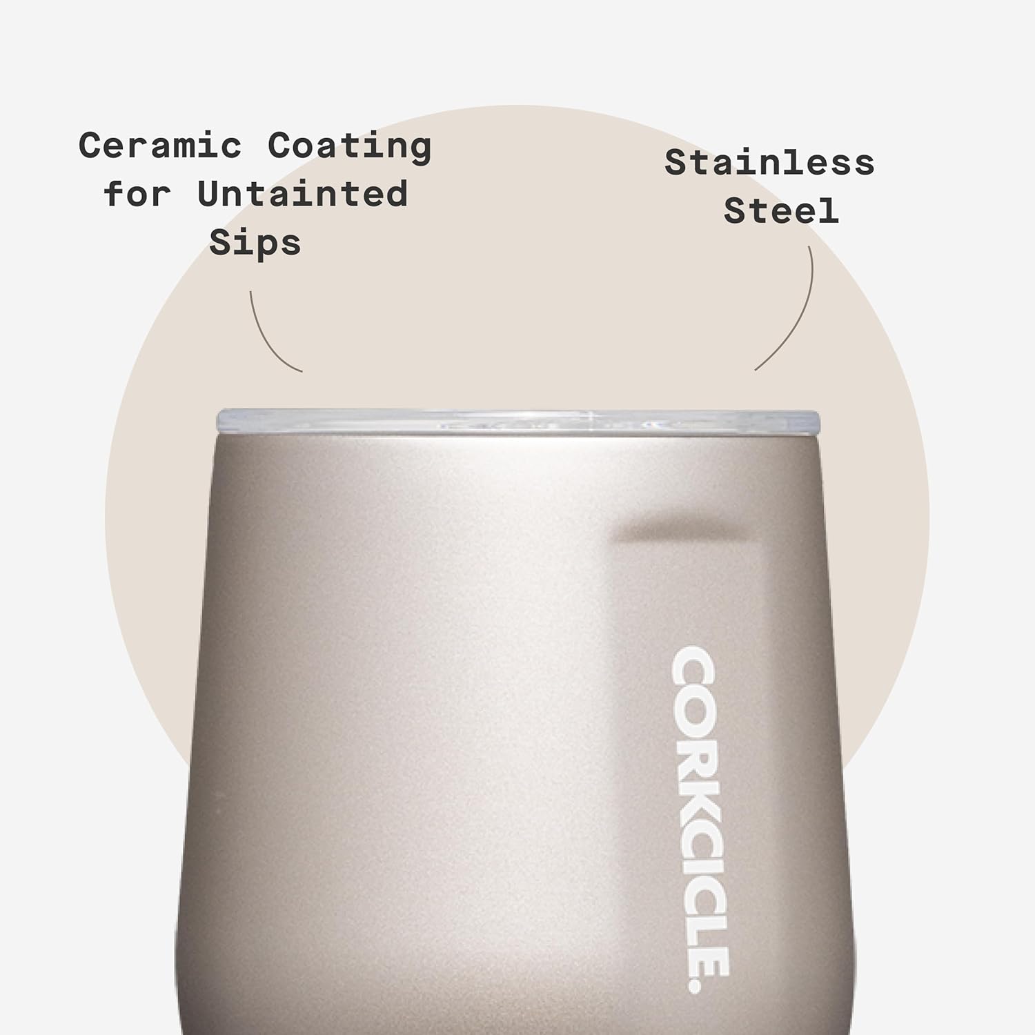 Corkcicle Pure Taste Stemless Insulated Wine Glass Tumbler - Keeps Beverages Cold 6 Hours & Hot 3 Hours - Stainless Steel - Easy-Grip - Summer Drinkware Gift - 12 oz - Latte/Oat Milk - Image 5