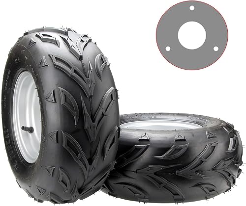 Miniatura 3 de Ruedas Go Kart de 16 x 8-7, neumáticos Go Kart de 16 x 8-7 con ruedas para Go Kart ATV UTV Quad 110cc 3 pernos juego de 2 (plateado)