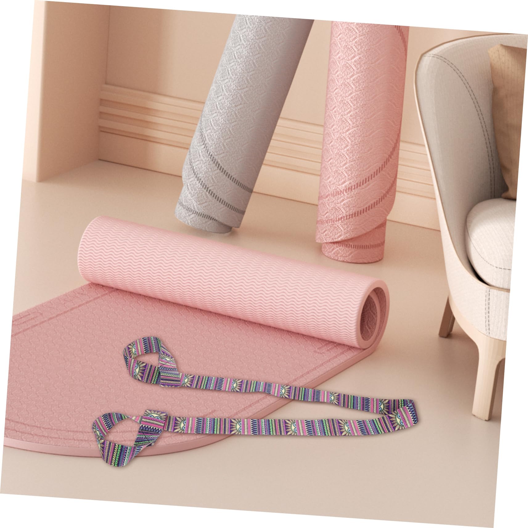 SUPVOX Cinghia per Tappetino Fitness Regolabile in Poliestere-cotone, Fascia Elastica Multiuso per Trasporto Tappetino Yoga e Pilates, Tracolla Morbida per Sport e Attività All'aperto